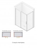 Mampara ducha puerta fijo + lateral fijo croquis