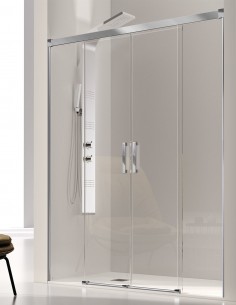 Mampara corredera dos puertas + dos fijos Glasé Cromo de Kassandra