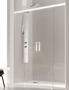 Mampara 2 hojas correderas + 2 fijos Glasé Blanca de Kassandra