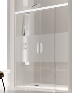 Mampara 2 hojas correderas + 2 fijos Glasé Blanca de Kassandra 2