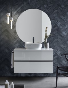 Mueble de baño blanco y madera nórdico 2