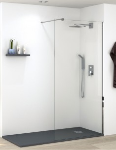 Mampara de ducha fija con perfil cromo de Becrisa