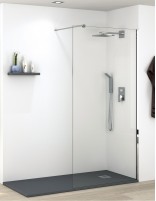 Mampara de ducha fija con perfil cromo de Becrisa