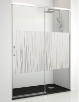 Mampara aluminio ducha decorado líneas