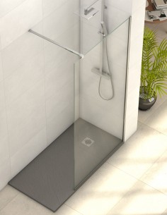 Mampara de ducha fija con perfil cromo de Becrisa 2