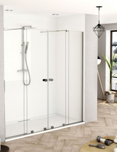 Mampara frontal MANHATTAN cromo - 2 puertas fijas y 2 correderas Becrisa