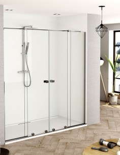 Mampara frontal MANHATTAN cromo - 2 puertas fijas y 2 correderas Becrisa 2