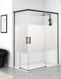Mampara ducha rectangular modelo Jazz negra 2