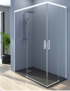 Mampara plato ducha rectangular modelo Jazz blanca 2