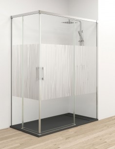 Mampara para plato ducha rectangular modelo Jazz cromo de 2 fijas y 2 correderas 2