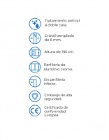 Mampara frontal fija + puerta corredera + lateral fijo datos