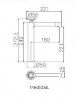 Grifo caño alto lavabo negro - oro rosa OLIMPO Imex croquis