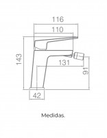Grifo bidé cuadrado modelo ART de Imex medidas