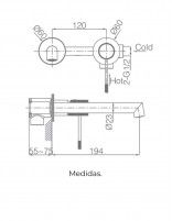 Grifo lavabo Imex empotrado croquis