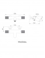 Croquis Grifo bañera negro Imex - LINE termostático