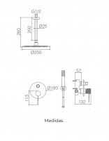 Conjunto ducha empotrable techo croquis