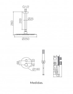 Conjunto ducha techo lluvia empotrada 2