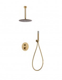 Grifo ducha dorado a techo