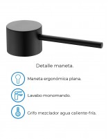 Grifo lavabo moderno negro maneta detalles