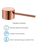 Grifo lavabo moderno negro oro rosa detalles