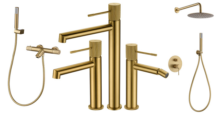 Grifería dorada LINE de iMEX