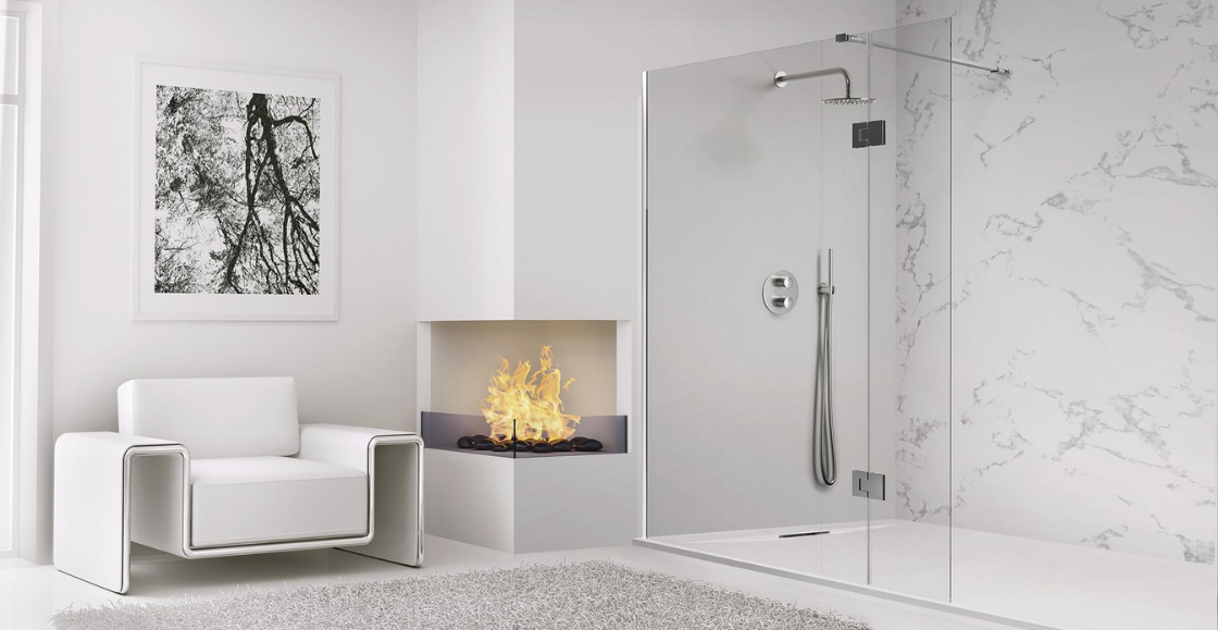 tendencias en baños: mamparas negras